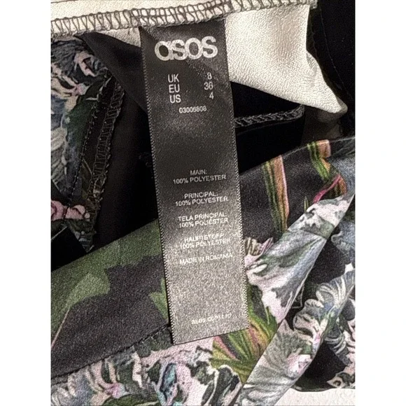 Asos‎ Pants Womens Size 4 Floral Straight Leg Polyester Hippie Career Flower - Picture 10 of 13